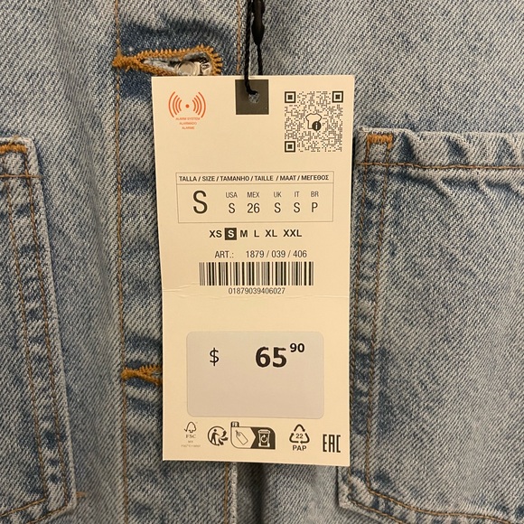 ZARA NWT Denim Jumpsuit Size Small - Picture 3 of 6